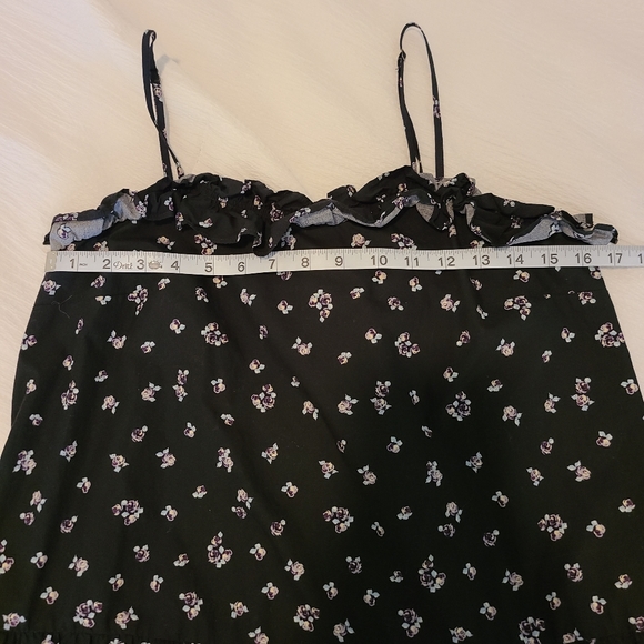 SOLD - Who What Wear Tiered Spaghetti Strap Floral Black Midi Dress with Pockets - Picture 9 of 11